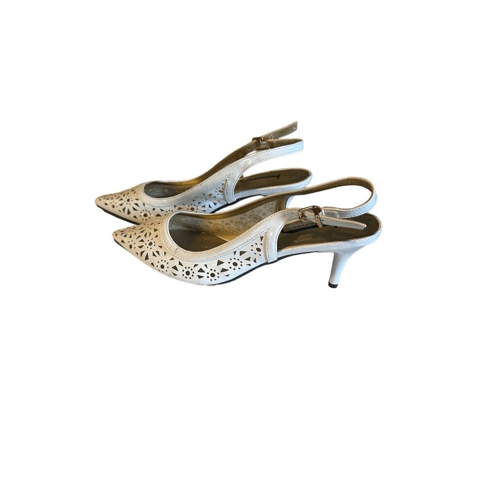 J. Renee white sling back white floral new without tags size 8M heels - Picture 6 of 6